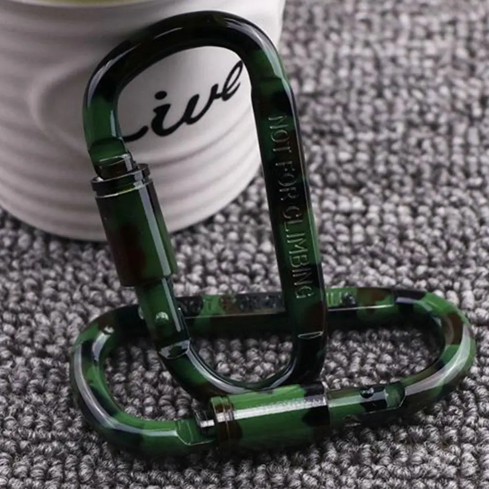 

5pcs D Shaped Camouflage Carabiner Multifunctional Aluminum Alloy Light Keychain Mountain Carabiner Hiking Climbing Accessory