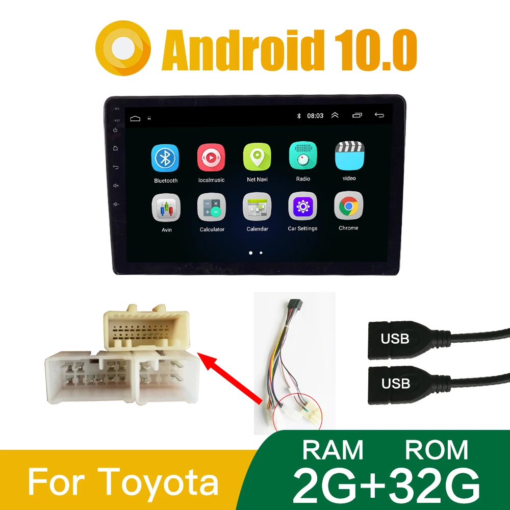 9 inch 2gb ram 32gb rom android 10 0 car radio multimedia video player universal auto stereo gps bt steering wheel control free global shipping