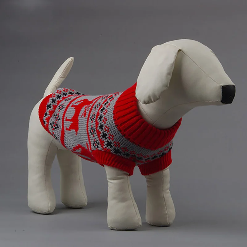 

Warm Sweater Christmas Elk Knit Coats Outwear Apparel Lovely Small Pet Dogs Cat Winter 100% Cotton Red/black Shipping