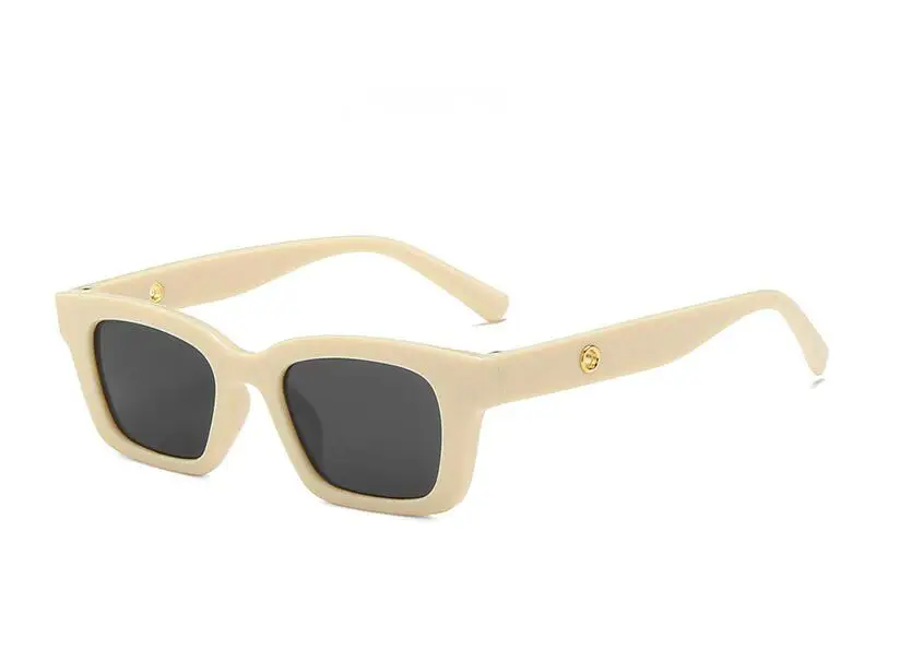 

square Popular Fashion Small Cat Eye Sunglasses Woman Vintage Oval Eyewear Men Champagne Tea Sun Glasses Shades UV400