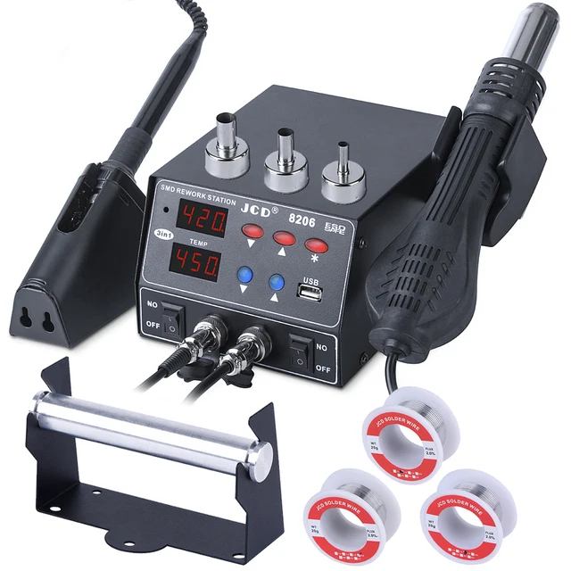 JCD 800W Soldering Station LCD Digital Display 2 IN 1 Welding Rework Station for Cell-phone BGA SMD IC Repair Solder Tools 8898