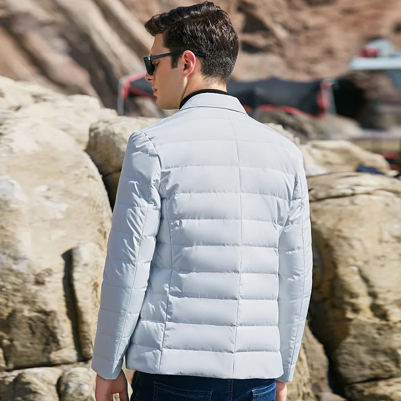 UCAK Brand 90% White Duck Down Down Jackets Suit Clothing Men New Classic Streetwear Turn-down Collar Feather Blazers U8029