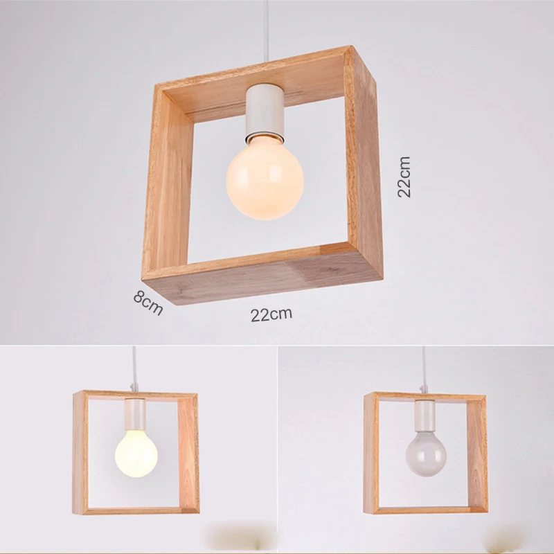 Деревянный подвесной светильник в японском стиле миниатюрный квадратный