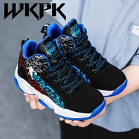 wkpk children shoes breathable flying weave mesh kids sneakers wear resistant rubber soft bottom boy outdoor basketball booties