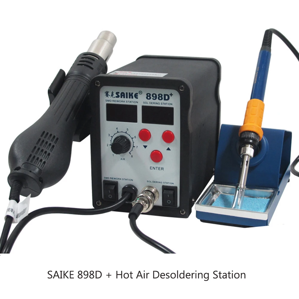 Saike 898d+ Soldering Station Hot Air Gun Soldering Irons LED Digital Display 898D+ Hot Gun