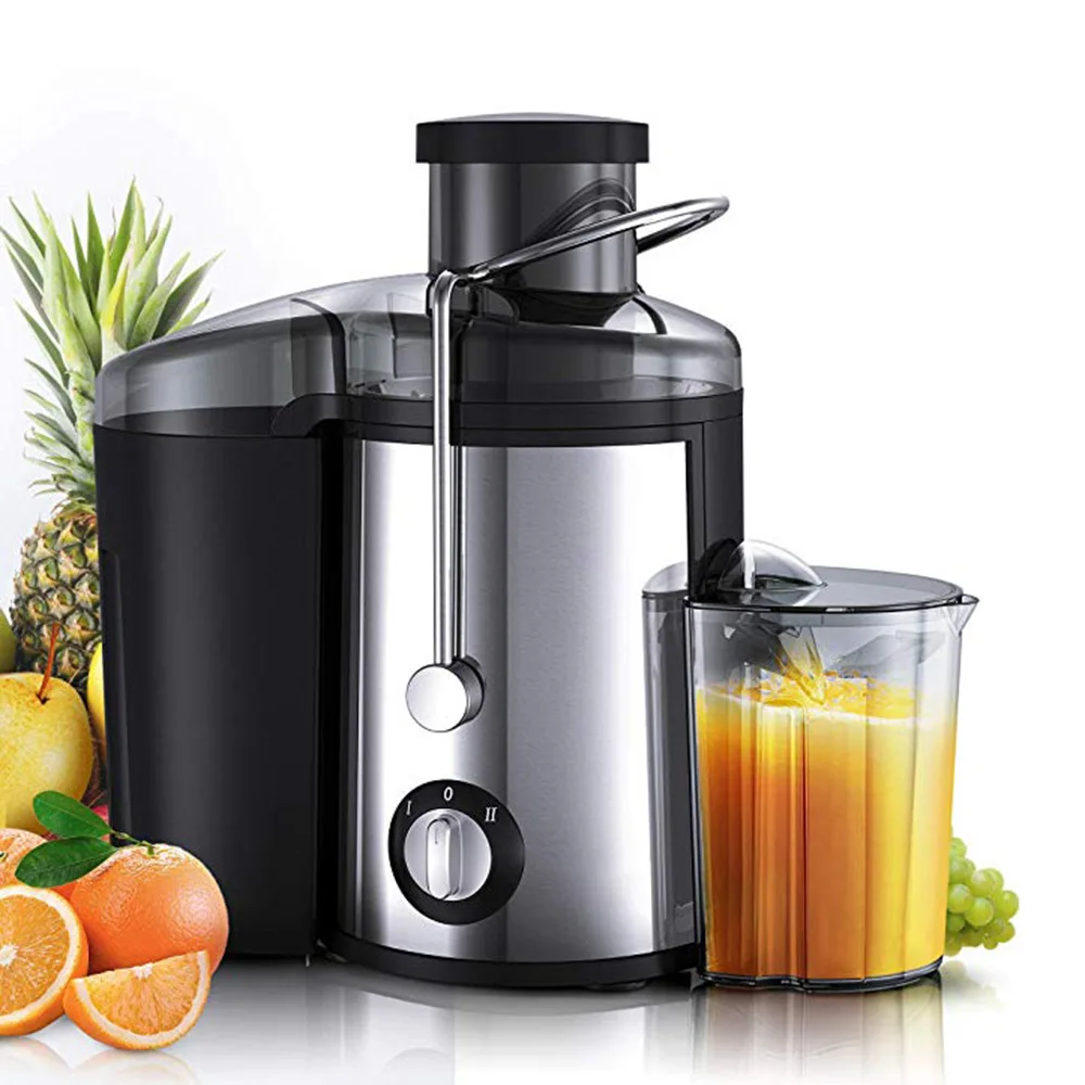 Elétrico de Aço Espremedor Lento Inoxidável Manual Frutas Extrator Suco 2 Engrenagem Vegetais Inteiro Centrífugo 450ml
