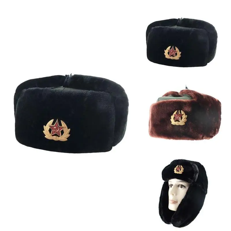2021 русская ушанка значок Советской Армии зимняя шапка из искусственного