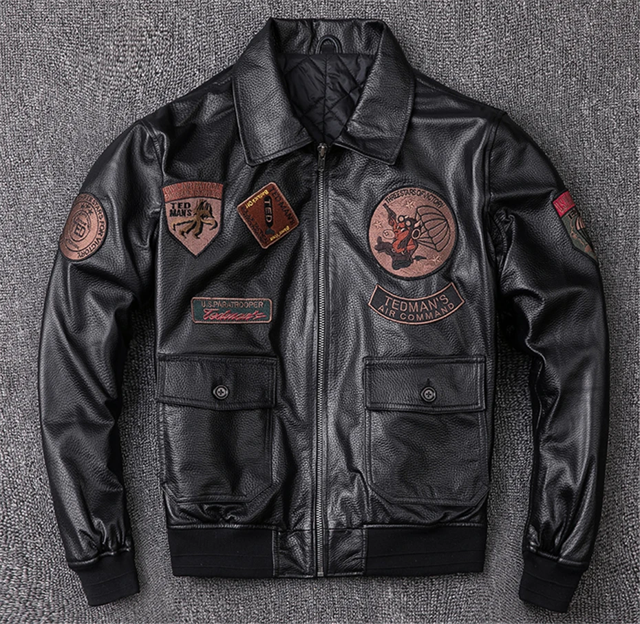 

Genuine Leather Jackets Plus Size 5XL G1 Air Force Pilots Sheepskin Jacket Men's Vintage Classic Coat DHL Free Fast Shipping