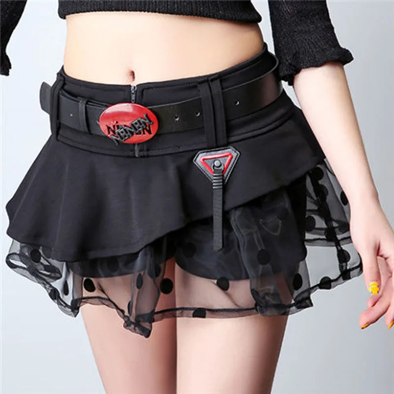 

Женская сетчатая мини-юбка в горошек, летняя Готическая темная юбка-пачка в стиле Харадзюку