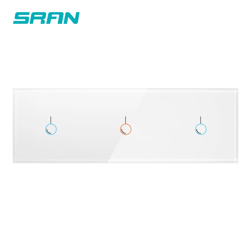 International standard wall 6 Gang switch strip white tempered glass material panel wall lamp smart touch switch accessories hom - Цвет: 3Gang 1Way White