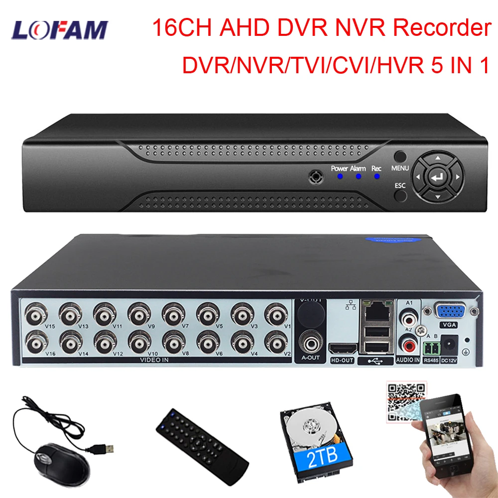 

LOFAM AHD DVR NVR 16CH 1080N 1080P Security Surveillance Video CCTV DVR Recorder For Analog AHD Digital IP TVI CVI Cameras Xmeye