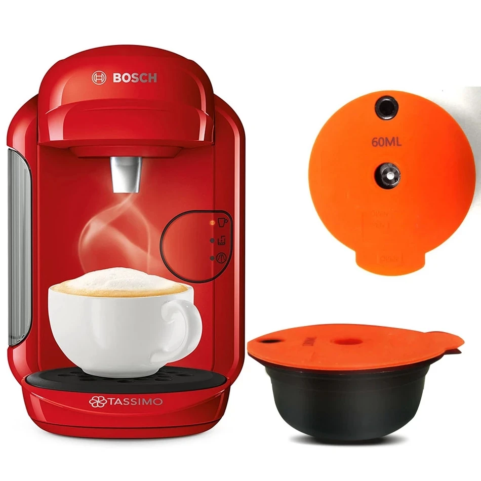 

60/180ml Easy wash Reusable Coffee Filter Refillable Capsule Coffee Filter Cup with Brush and Scoop Suitable for BOSCH/Tassimo