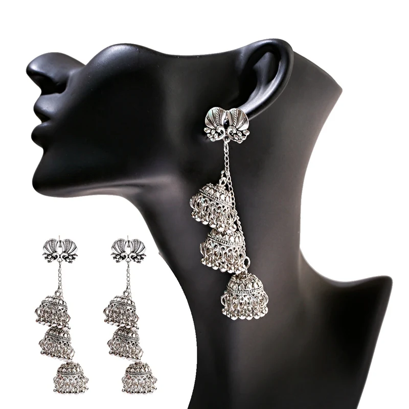 Женские Висячие серьги в стиле ретро Индийский Болливуд Павлин юмка джумки