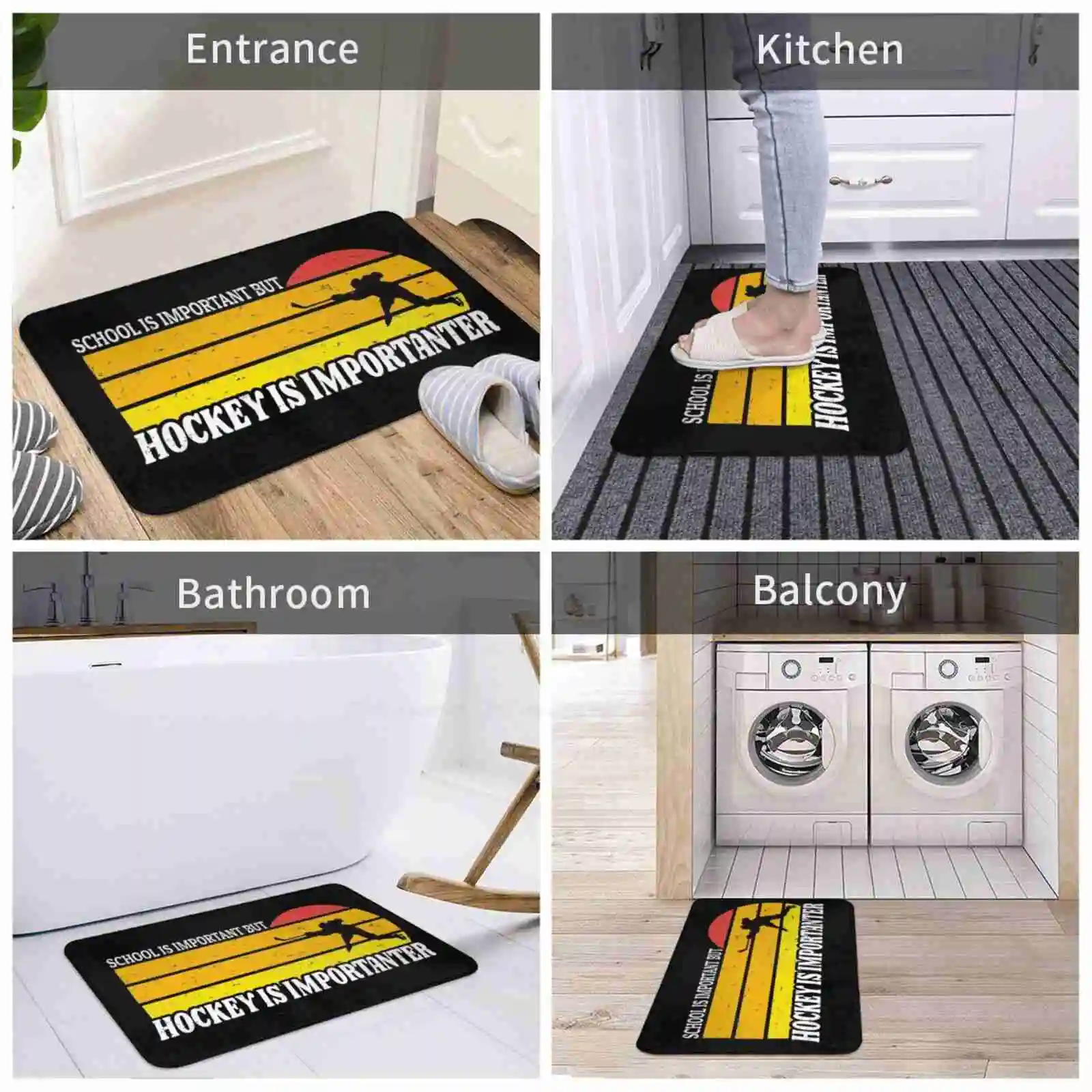 Школы важны но для хоккея Забавный винтажный Ретро подарок товары дома 3D коврик