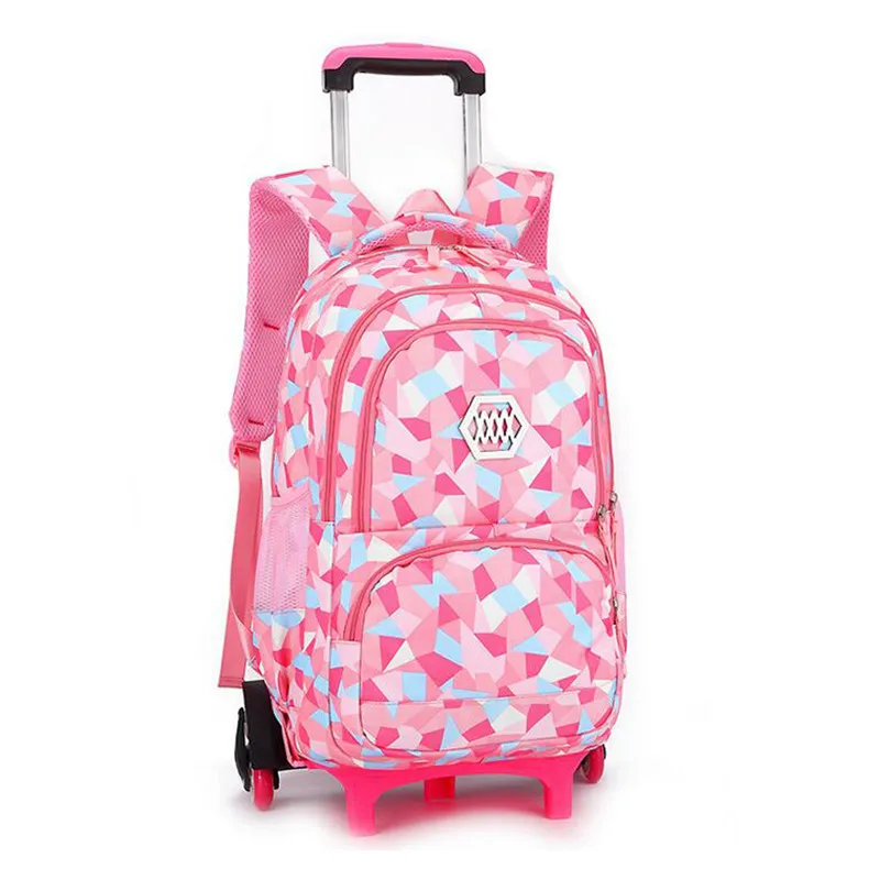 Pink six wheels Съемные детские школьные сумки с 2/6 колесами для девочек, рюкзак на колесиках, Детская сумка на колесиках, рюкзак для путешествий - Цвет: Pink six wheels