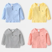 2022 summer new 2 8 9 10 years baby childrens clothing solid color soft cotton long sleeve pullover basic t shirt for kids boys