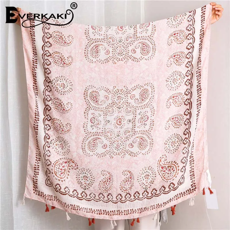 Everkaki Boho шарф шаль с принтом женские кисточки осень Цыганский узор женская накидка шарфики богемная шаль Женский зима
