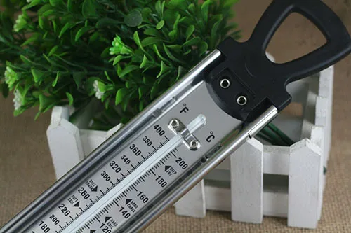 

40-200 Degrees Stainless Steel Kitchen Craft Jam Thermometer Sugar Oil Deep Frying Thermometer Cooking Tools Black M1682