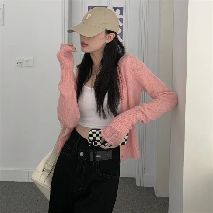 

Новинка 2021 цветной однобортный свитер с длинным рукавом женский модный уличный свитер в Корейском стиле ретро