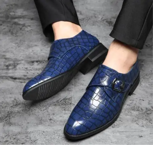 Мужские модельные туфли с пряжкой кожаные оксфорды на плоской подошве для