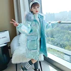 2021 модная одежда для девочек, зимняя куртка с капюшоном, парка, пальто с искусственным мехом, детская утепленная яркая верхняя одежда, зимний комбинезон