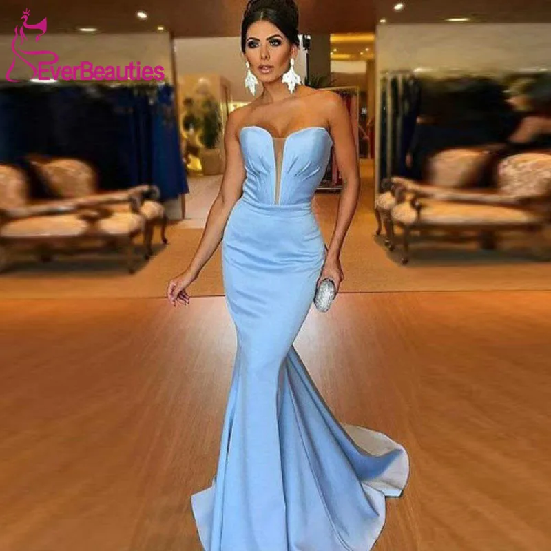 Вечернее платье русалки длинное 2020 милое вечерние небесно-голубое платья Robe De
