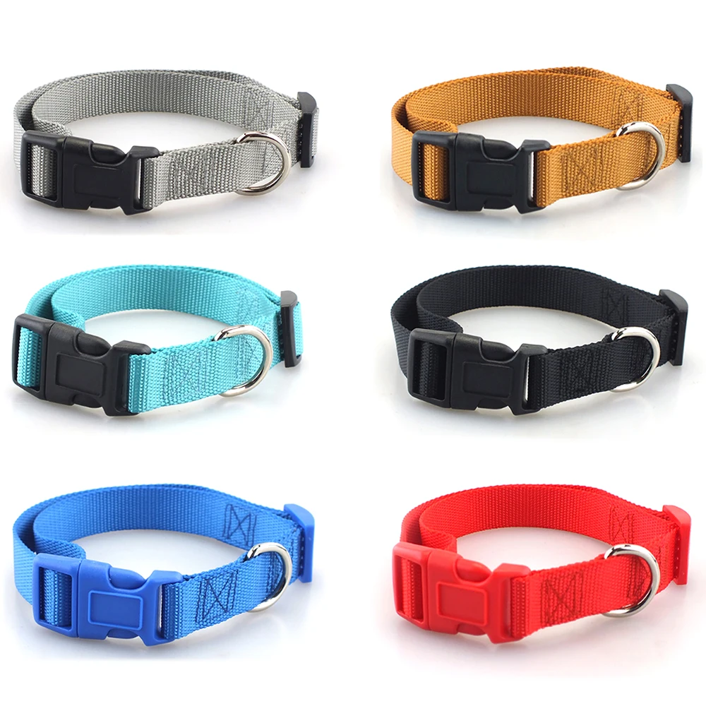 

Pet Dog Collar Classic Solid Basic Polyester Nylon Dog Collar with Quick Snap Buckle, Can Match Leash & Harness