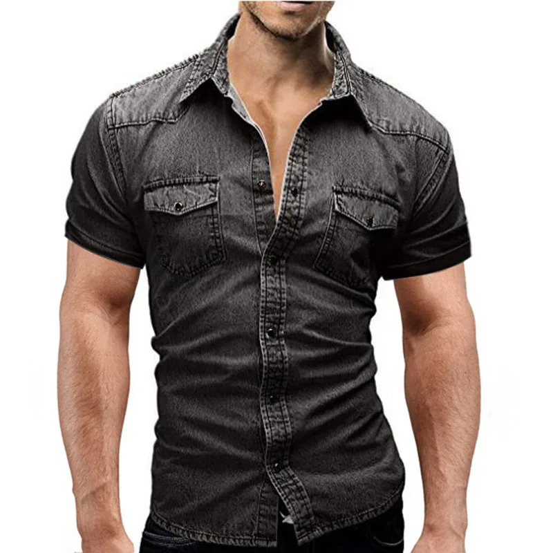 IceLion 2021 новый рубашка с короткими рукавами новая джинсовая для мужчин Camisa