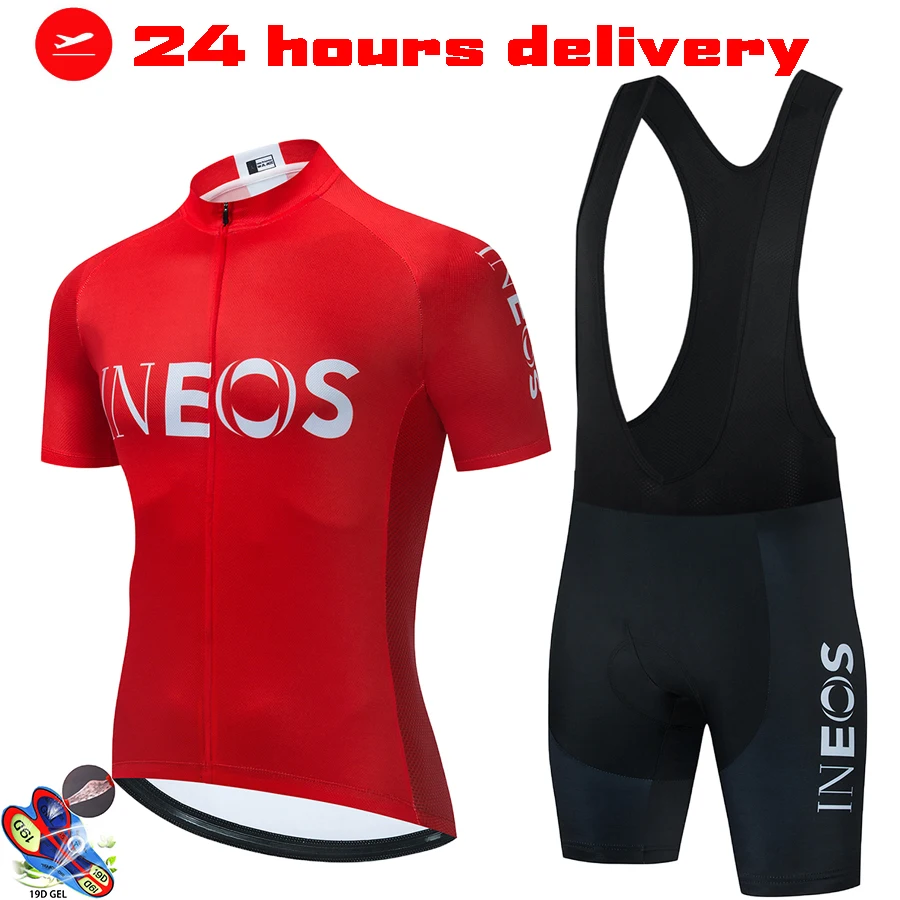 

2021 Pro INEOS Cycling Jersey Set Short Sleeve Road Bike Clothing Sport Wear MTB Breathable Maillot Ropa ciclismo 19D Bib shorts