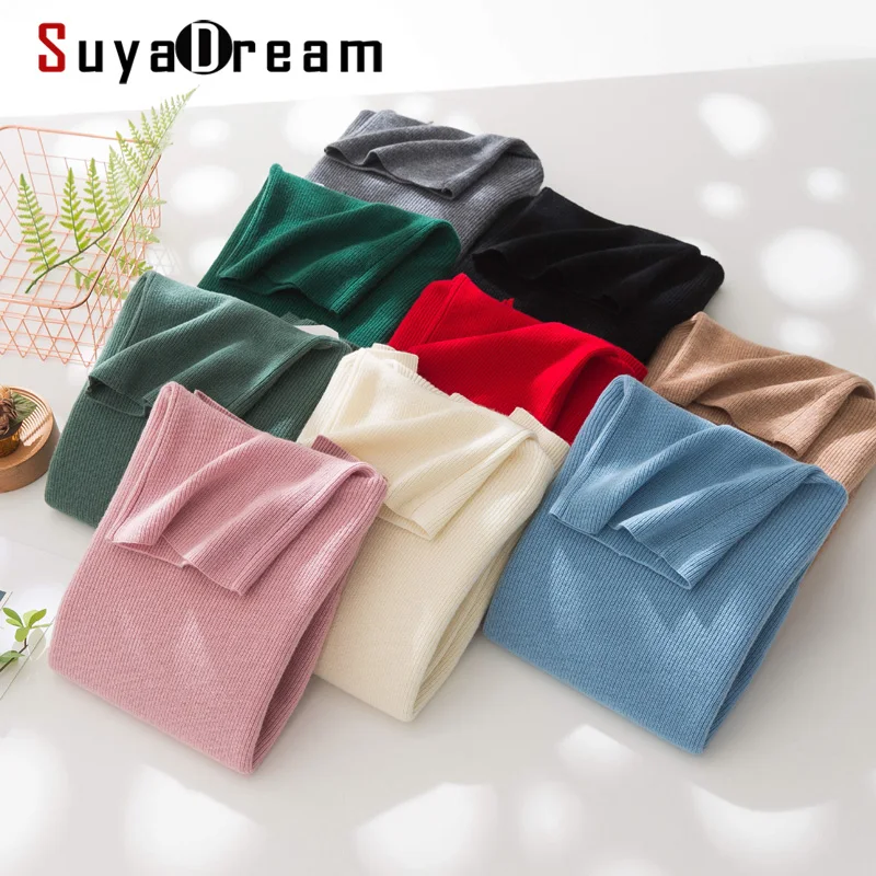 

SuyaDream, 100% шерсть, водолазка, пуловеры, 420 г, женские свободные свитера с высоким воротником, 2021, осенне-зимний топ, зеленый, хаки, красный, розов...