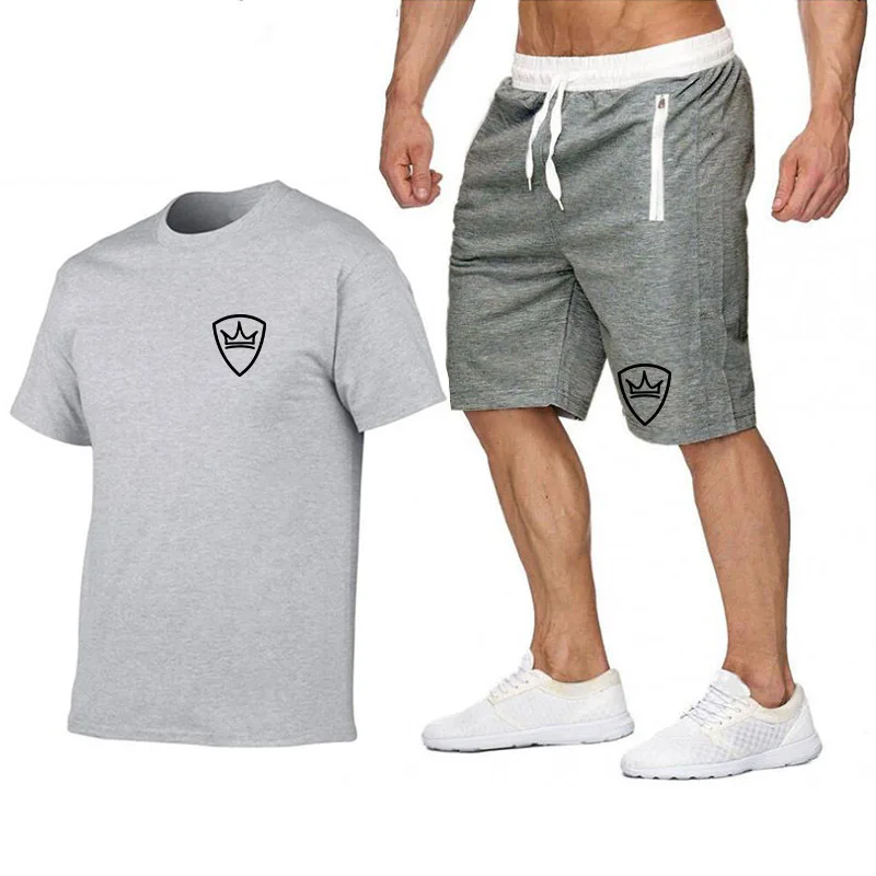 Комплект мужской спортивной одежды с коротким рукавом спортивный костюм для
