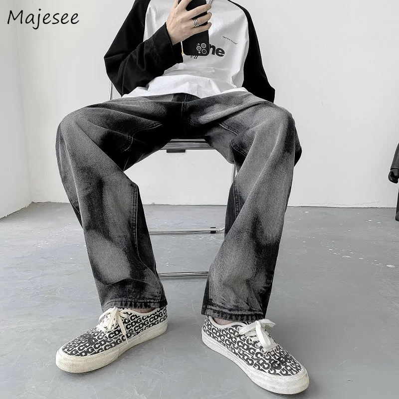 

Tie Dye Design Plus Size 4XL Jeans Men Harajuku Hip Hop Fashion All-match Korean Chic Handsome Streetwear Loose Teens Vintage