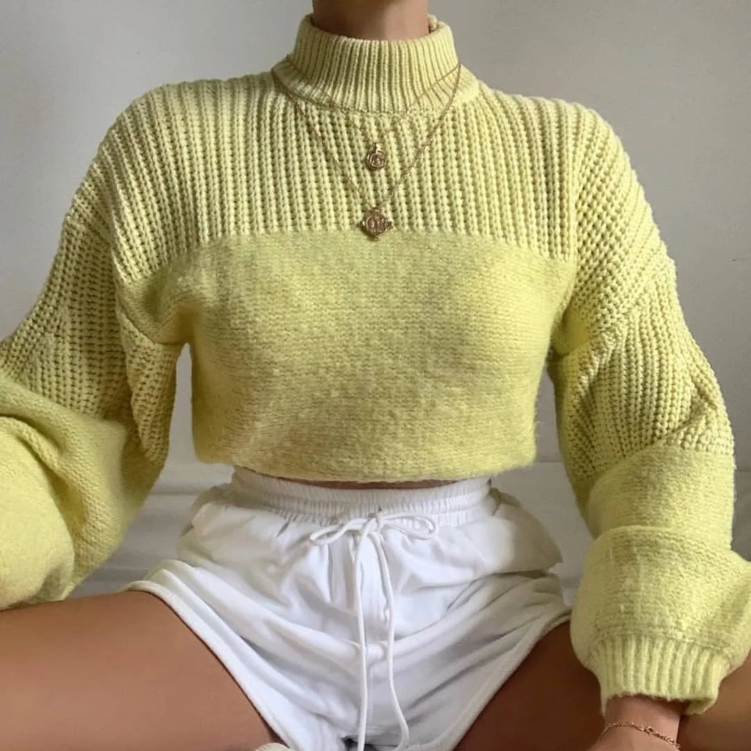 

Nice summer Pop women's solid color round neck fashion casual top knit sweater sweater