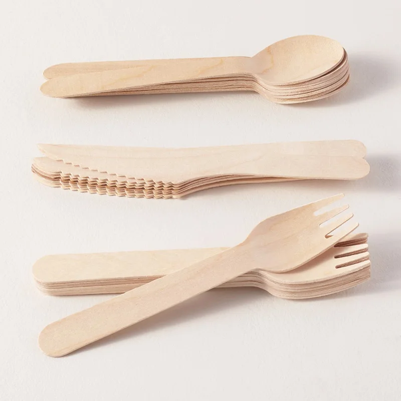 

300pcs/Set Disposable Eco-Friendly Wooden Cutlery Forks Spoons Dessert Utensils Party Birthday Home Cheap Tableware