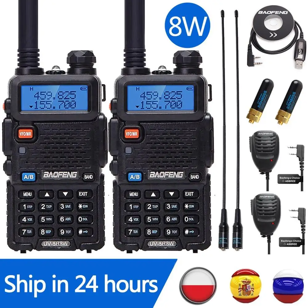 Рация Baofeng UV 5R 8 Вт UV5R CB радиостанция 10 км VHF UHF Двухдиапазонная двухсторонняя рация