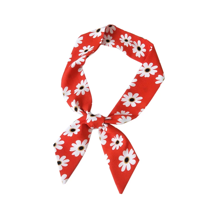 Новый шейный платок шарфы с принтом маргариток очаровательные модные шелковые