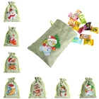 Женская Джутовая сумка, тканевая Рождественская Подарочная холщовая упаковочная сумка, подарочная упаковка для конфет на Рождество