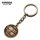 Новая библиотека, искусственные винтажные стильные старые книги, брелок для ключей, библиотеки, писатели, кольцо для ключей, студенты, учителя, женщины, мужчины, ювелирные изделия, подарки