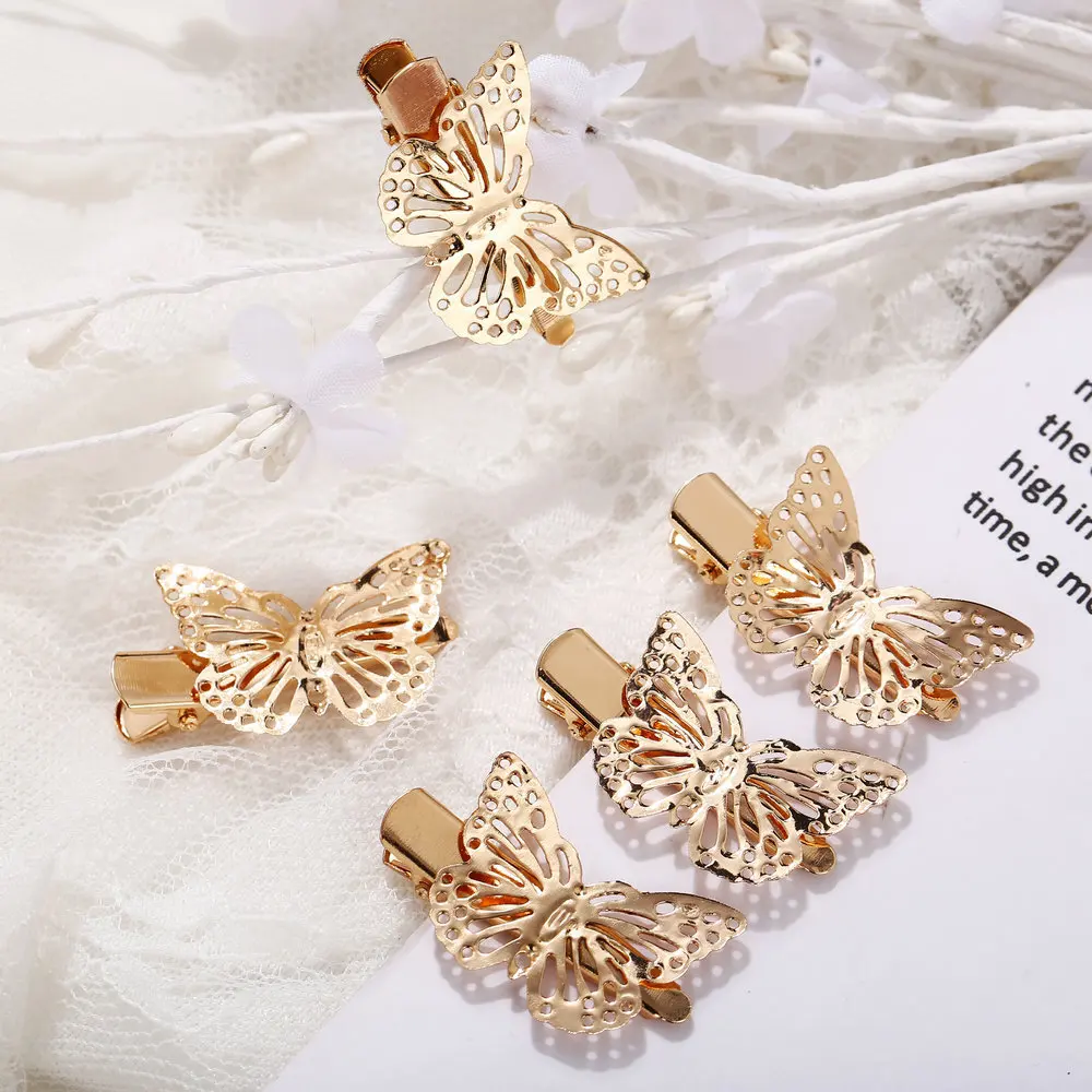 Для женщин и девочек золотой бабочки заколки для волос аксессуары на Рождество с