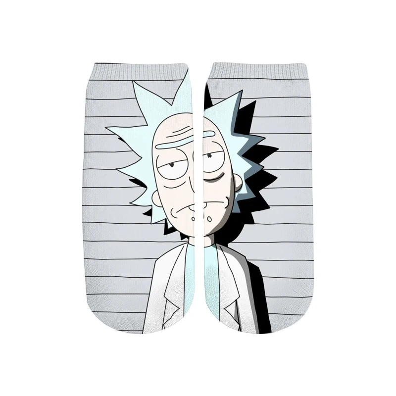 PLstar Cosmos/Новинка года; милые короткие носки с 3D принтом с героями мультфильмов Rick and Morty для мужчин и женщин; корейские носки в стиле Харадзюку; WZ888 - Цвет: color as the picture