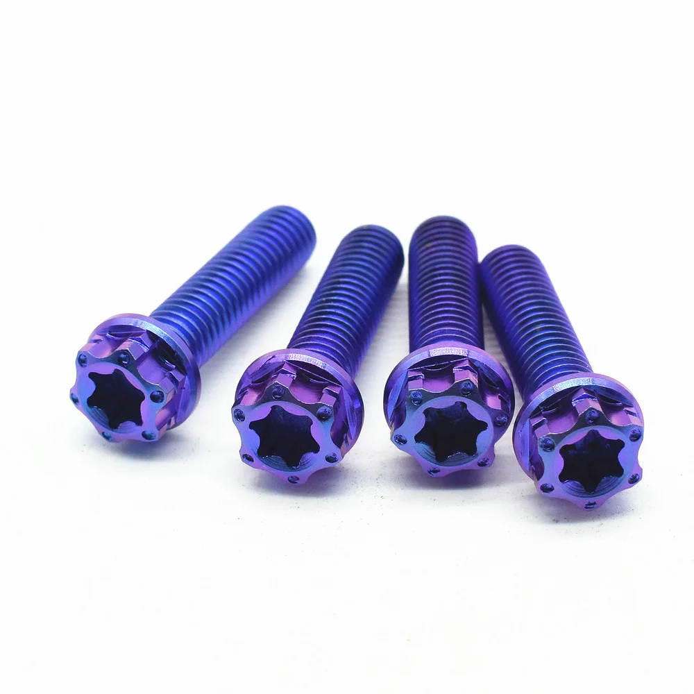 6 шт. титановые болты M6X25mm DIY MTB Горелые синие фиолетовые цветные полые фланцевые