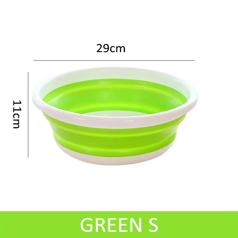 green S 1 шт. складное ведро, портативные складные раковины для мытья автомобиля, инструмент для мытья овощей, фруктов, таз большой емкости, бытовые чистящие средства - Цвет: green S