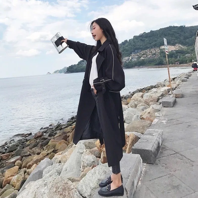 

2020 New Windbreaker Women's Mid-Length All-match Casual Loose over-the-Knee Harajuku Jacket Women