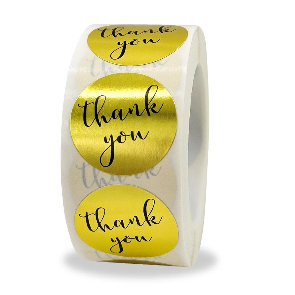 

500 Pieces/roll 2.5cm Gold Round Thank You Sticker PGift Wrapping DIY Label Decoration Diray Stationery Sticker