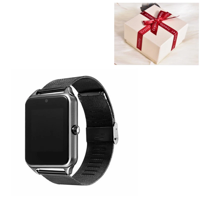BK add RD gift box Z60 Смарт-часы GT08 плюс металлический ремешок Поддержка камеры SIM TF карта Bluetooth Совместимость Android PK Y1 S8 X7D DZ09 V8 Часы 1yw - Цвет: BK add RD gift box