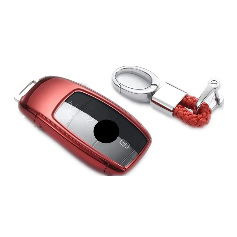 red with keychain ТПУ чехол для ключа автомобиля, защитный чехол, мягкий чехол для Mercedes Benz E Class W213 S class, аксессуары для автомобиля - Название цвета: red with keychain