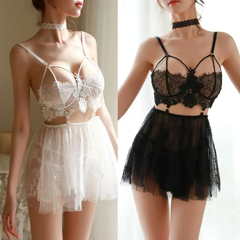Сексуальное женское модное нижнее белье кружевное цветочное мини платье
