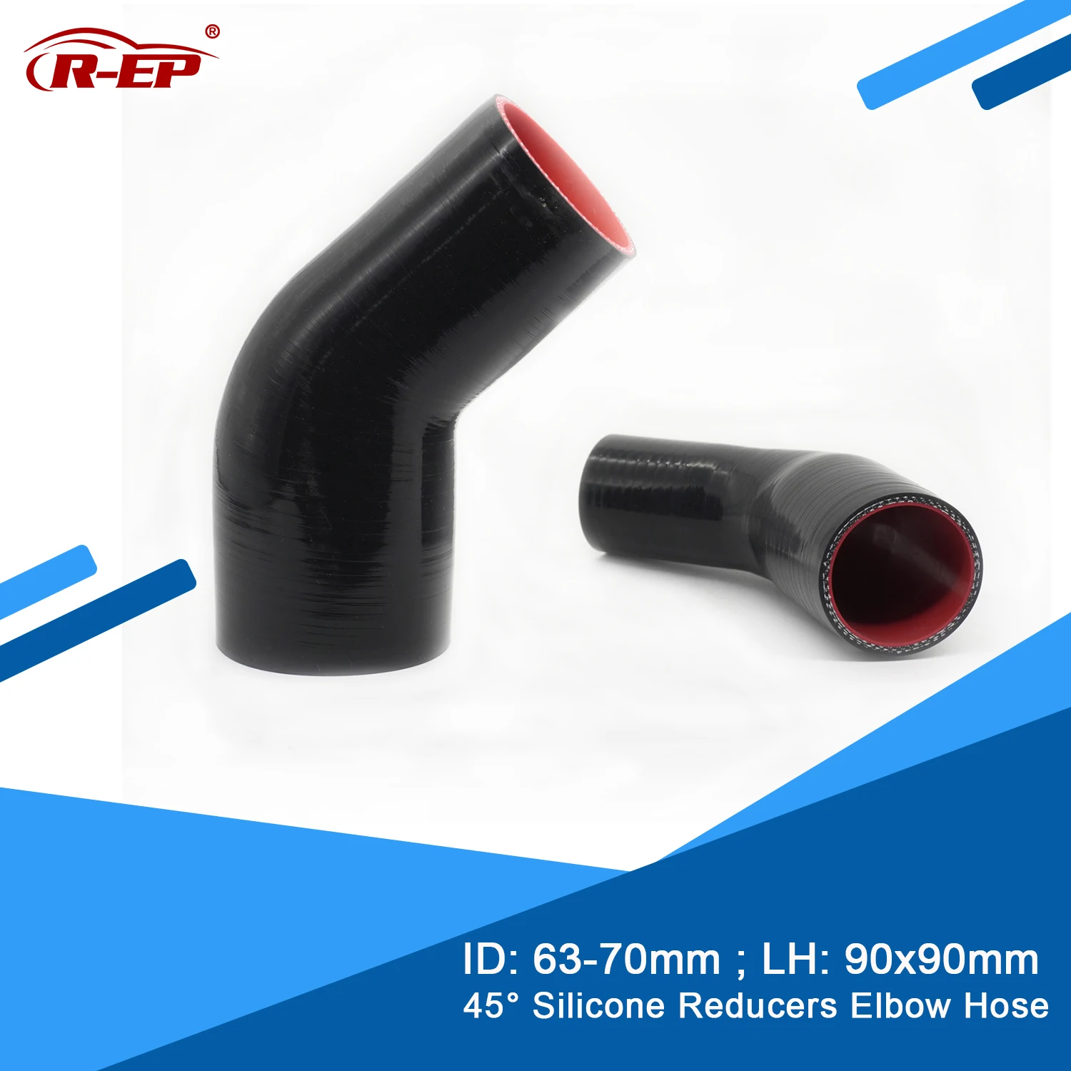 

R-EP 45 degrees Reducer Silicone Elbow Hose 63-70MM Rubber Joiner Inter cooler Air Intake Pipe for Radiator Tube High Pressure