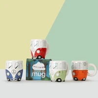 bus mug fauvism mug small animal mug hand made ceramic mug creative custom cute cartoon milk mug