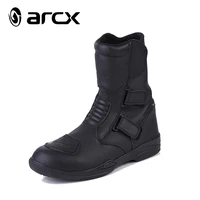 arcx black stylish cowhide leather ankle protecion waterproof motorcycle racing mens boots riding shoes motocross accessries